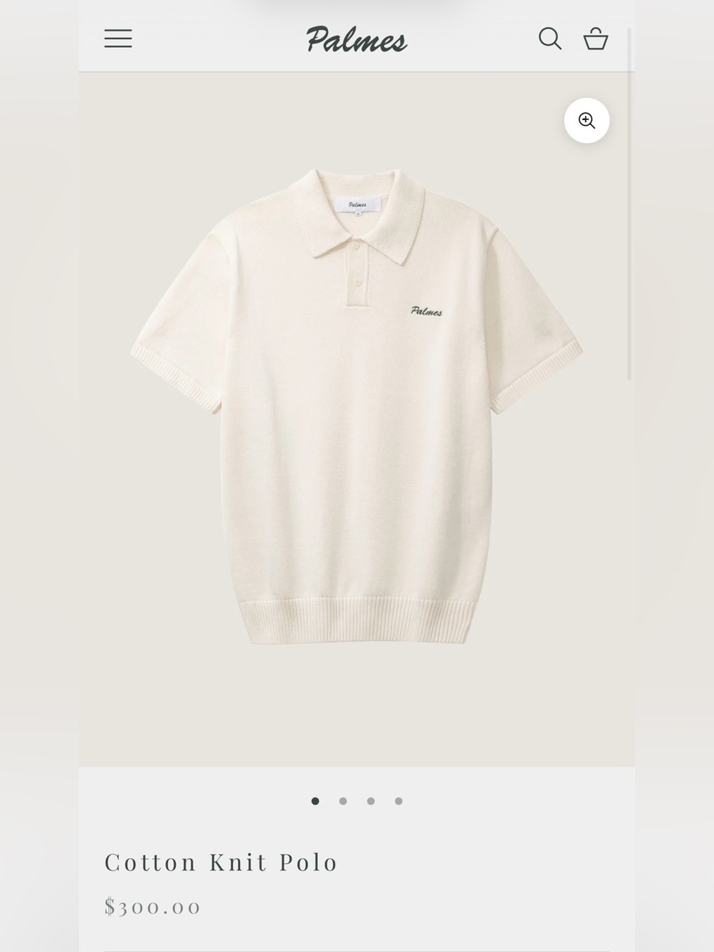 PALMES Men’s Cotton Knit Polo Sweater Shirt Ivory Cream Size Large NWT MSRP $300